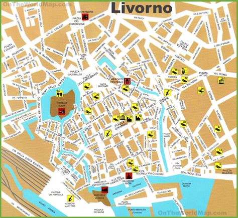 Livorno tourist map - Ontheworldmap.com