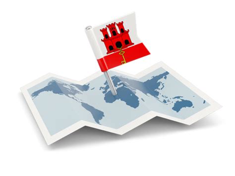 Flag pin with map. Illustration of flag of Gibraltar