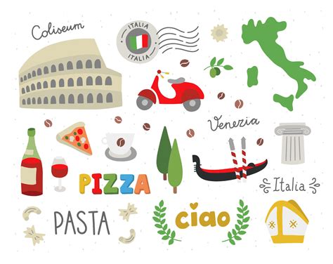 Italien Reise Clipart Reise ClipArt Italien Kunst digitale Illustration süße Clipart Png-Dateien ...