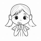 Coloring Page Of Young Girl Blowing Bubbles Outline Sketch Drawing  sketch template