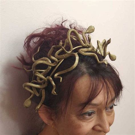 Medusa Snake Headband Costume Head Piece, Halloween Cosplay Bronze Rubber Snakes Hair Piece ...