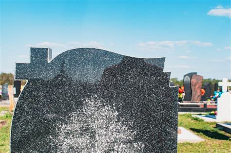 Granite Monuments in the Cemetery Stock Photo - Image of security ...