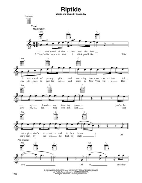 Riptide by Vance Joy Sheet Music for Baritone Ukulele at Sheet Music Direct