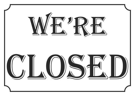 Sign We're closed - Free Printables