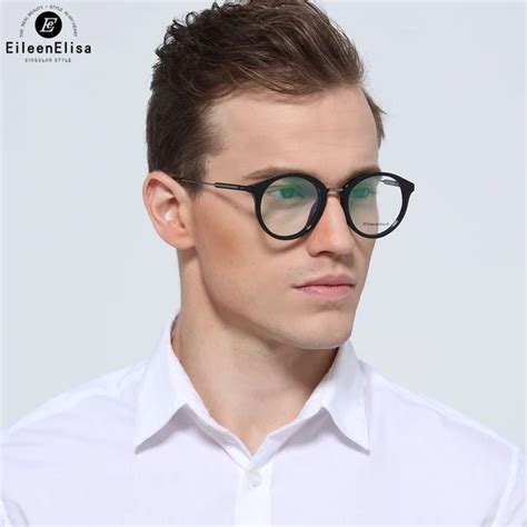 EE 2017 High Quality Acetate Men Brand Optical Frame Round Eyeglasses Clear Fashion Myopia ...