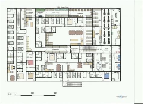 the floor plan for an office building with multiple floors and several rooms in each room