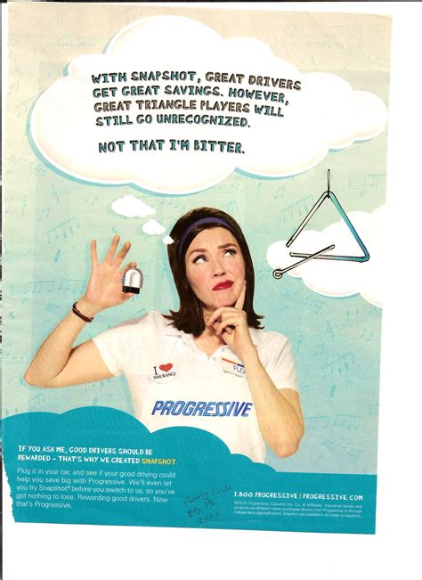 Ad 9. An ad from Progressive with the character, Flo, talking about saving money all because of ...