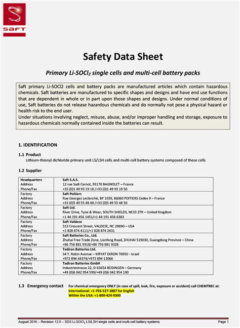 MSDS Sheets | Advanced Battery Systems