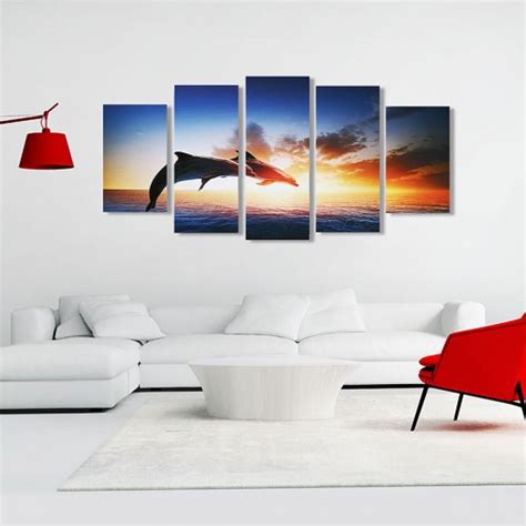 Dolphin Sunset Canvas Print Paintings Poster Wall Art Picture Home Decor Unframed – Alexnld.com