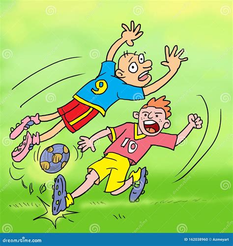 Funny Cartoon Kids Playing Football Illustration Stock Illustration - Illustration of bodu ...