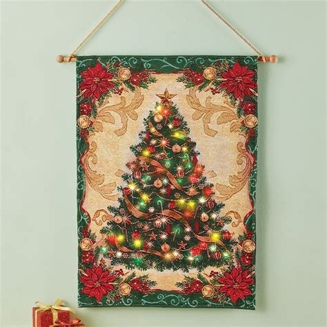 Hanging Christmas Tree Tapestry Lighted Wall Art | Collections Etc.