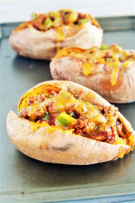 Chili Stuffed Sweet Potatoes - The Tasty Bite