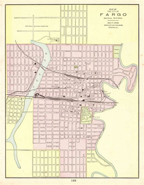 1898 Antique FARGO Street Map of Fargo North Dakota City Map - Etsy