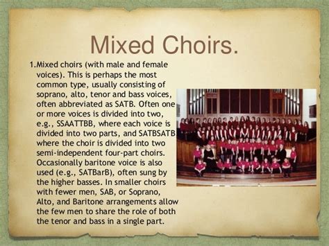 Types of choir and voices