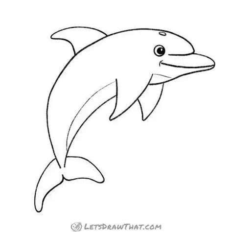 How to draw a dolphin - a simple step-by-step drawing - Let's Draw That ...