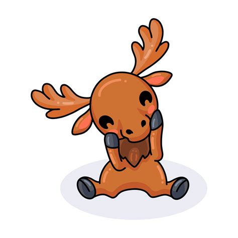 Cute little moose cartoon sitting 11762397 Vector Art at Vecteezy