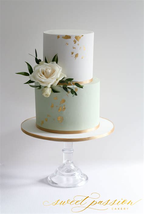 Sage & Gold Leaf Wedding Cake – Sweet Passion Cakery