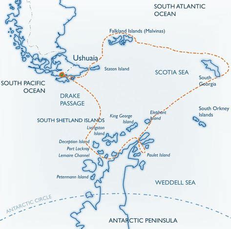 Map_Ushuaia_ClassicFalklandsSGeorgiaAntarctica | Antarctica travel, Antarctica cruise, Ushuaia