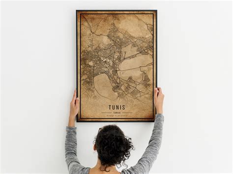 Tunis Vintage Map Poster Tunis Old Map Grunge Tunis Map | Etsy