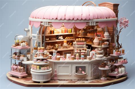 Premium AI Image | Isometric Cake Shop 3D Render