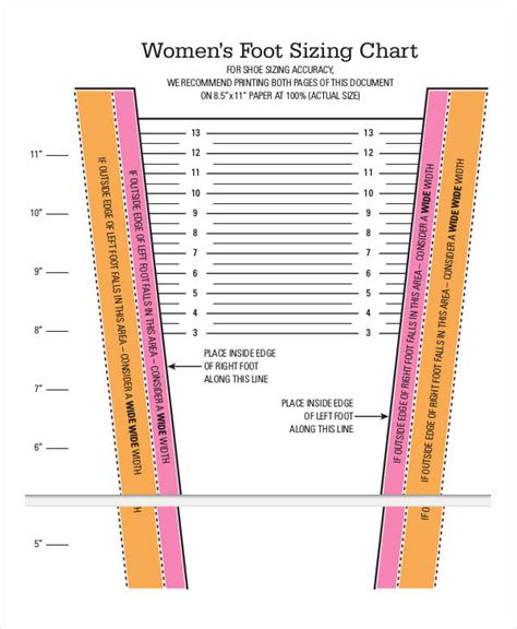 Printable Shoe Size Chart For Women