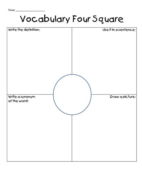 Vocabulary Four Square.pdf | Vocabulary graphic organizer, Four square writing, Teaching vocabulary