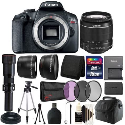 Canon Eos Rebel T7 Dslr Camera + 18-55mm + 650-1300mm Lens Accessory ...