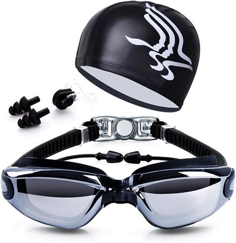 Amazon.com : Dsoso Swim Goggles + Swim Cap + Case + Nose Clip + Ear Plugs, Clear Swimming ...