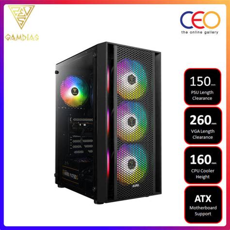 Gamdias AURA GC2 Perforated RGB Mid-tower PC Case ATX Mesh Front Panel ...