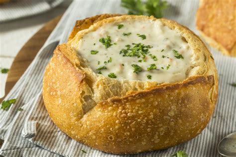 Onion soup in a bread bowl