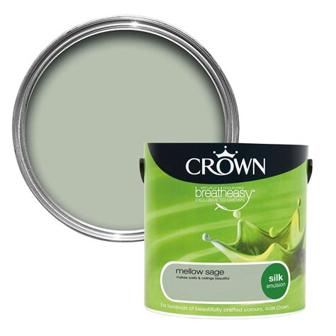 Crown Breatheasy Mellow Sage Silk Emulsion Paint 2.5L | Rooms | DIY at B&Q