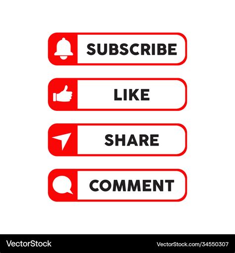 Subscribe like share and comment button symbol Vector Image