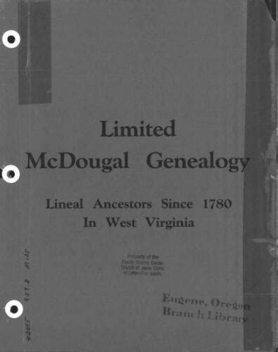 Limited McDougal Genealogy : Lineal Ancestors Since 1780 In West Virginia