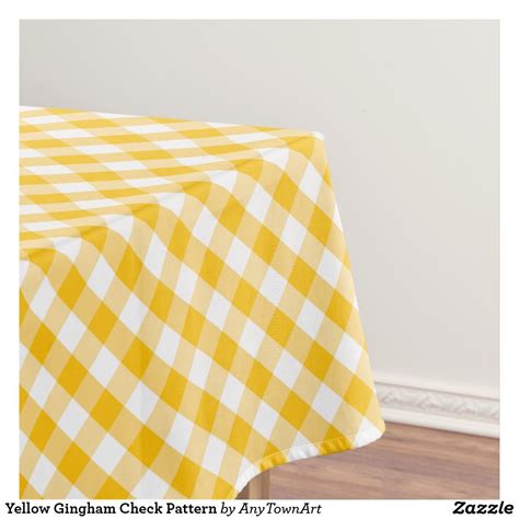 Yellow Gingham Check Pattern Tablecloth | Zazzle.com (With images) | Table cloth, Gingham ...