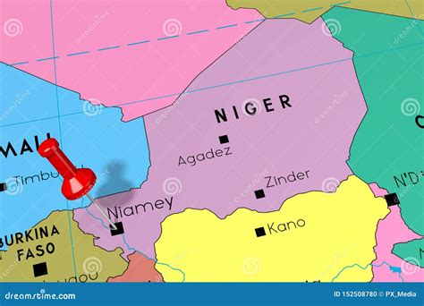 Niger, Niamey - Capital City, Pinned on Political Map Stock Illustration - Illustration of city ...