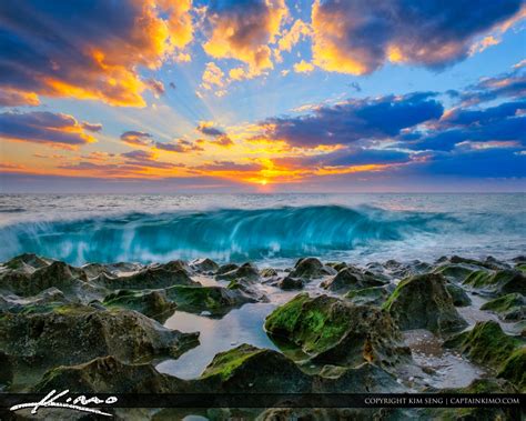 Singer Island Beach Sunrise Wave at Ocean Reef Park | Royal Stock Photo