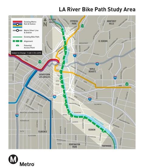 LA river bike path map - Los Angeles river bike path map (California - USA)