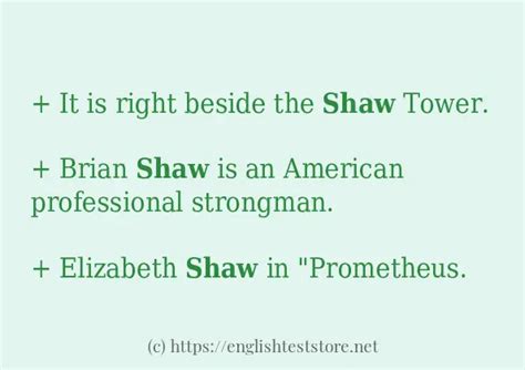 In-sentence examples of "shaw" - EnglishTestStore Blog