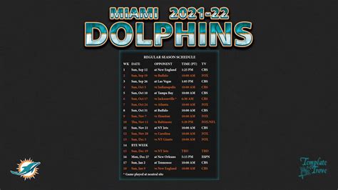 2021-2022 Miami Dolphins Wallpaper Schedule