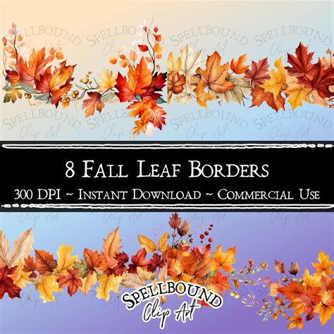 Fall Garland Borders Digital Clipart, Commercial Use, Instant Download ...