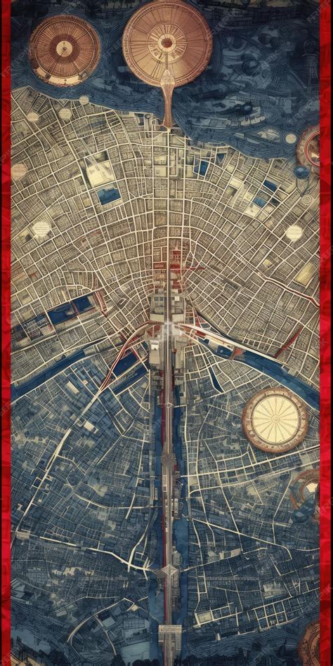 Premium AI Image | Birds eye view Map of PARIS old style drawing illustrations