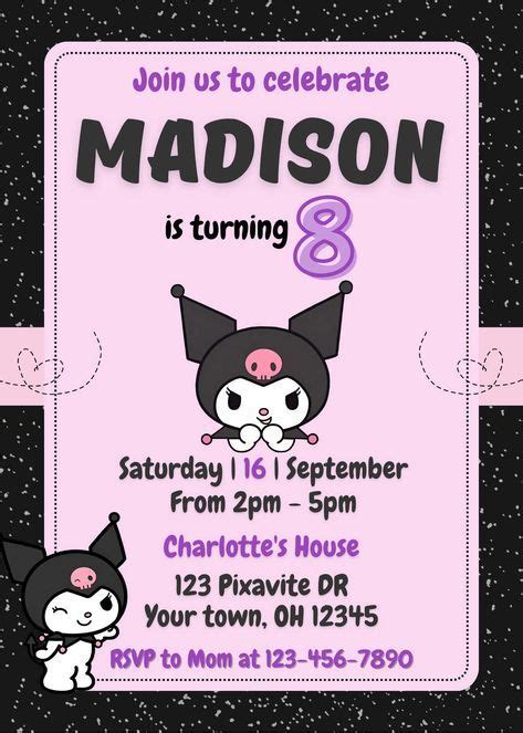 Editable Kuromi Birthday Invitation Template | Adorable Invite in 2024 ...