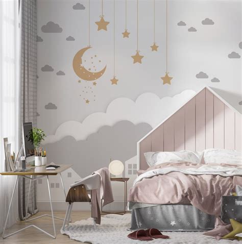 Moon & Clouds Wallpaper Mural | Silk Interiors Wallpaper Australia