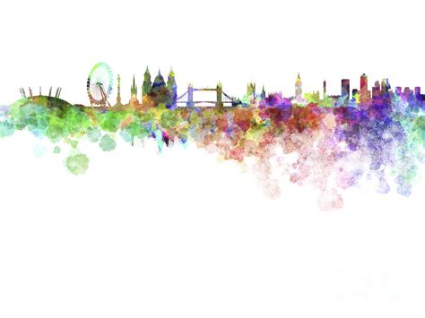 London skyline in watercolor over white background Painting by Pablo Romero