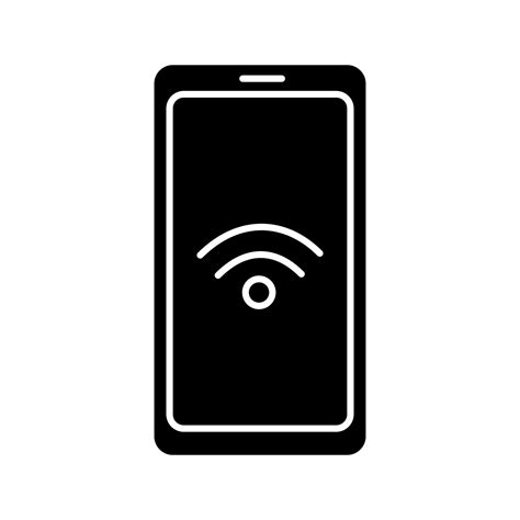 NFC smartphone signal glyph icon. NFC phone. Near field communication ...