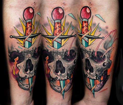 Skull and Knife tattoo by Lehel Nyeste | No. 1010