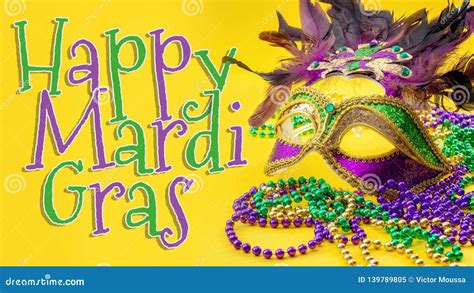 Happy Mardi Gras and Fat Tuesday Carnival Concept Theme with Close Up ...