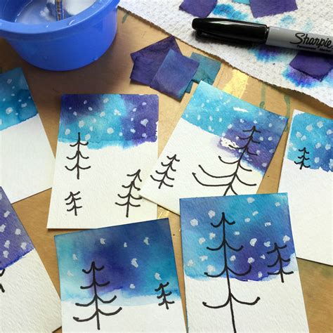 Winter Tree Drawing and Tissue Paper Skies | Art Projects for Kids | Bloglovin’