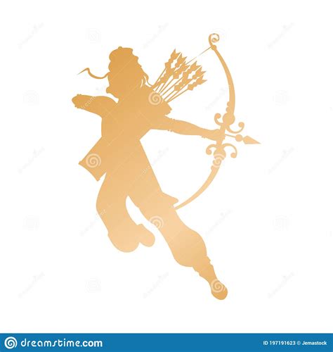 Golden God Rama Archery Hindu Religion Icon Stock Vector - Illustration ...