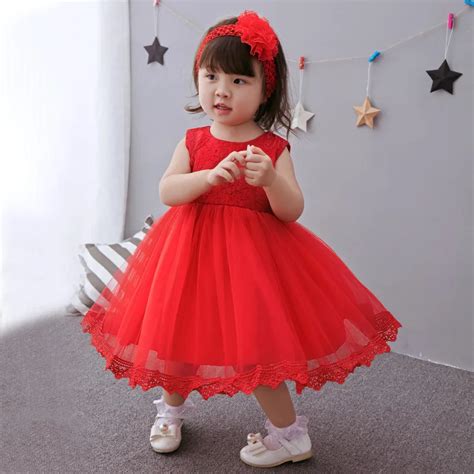 Brand Baby Girls Dresses for 2 Year Birthday Baby Clothes Red Sleeveless Tullet Tiered Girl ...